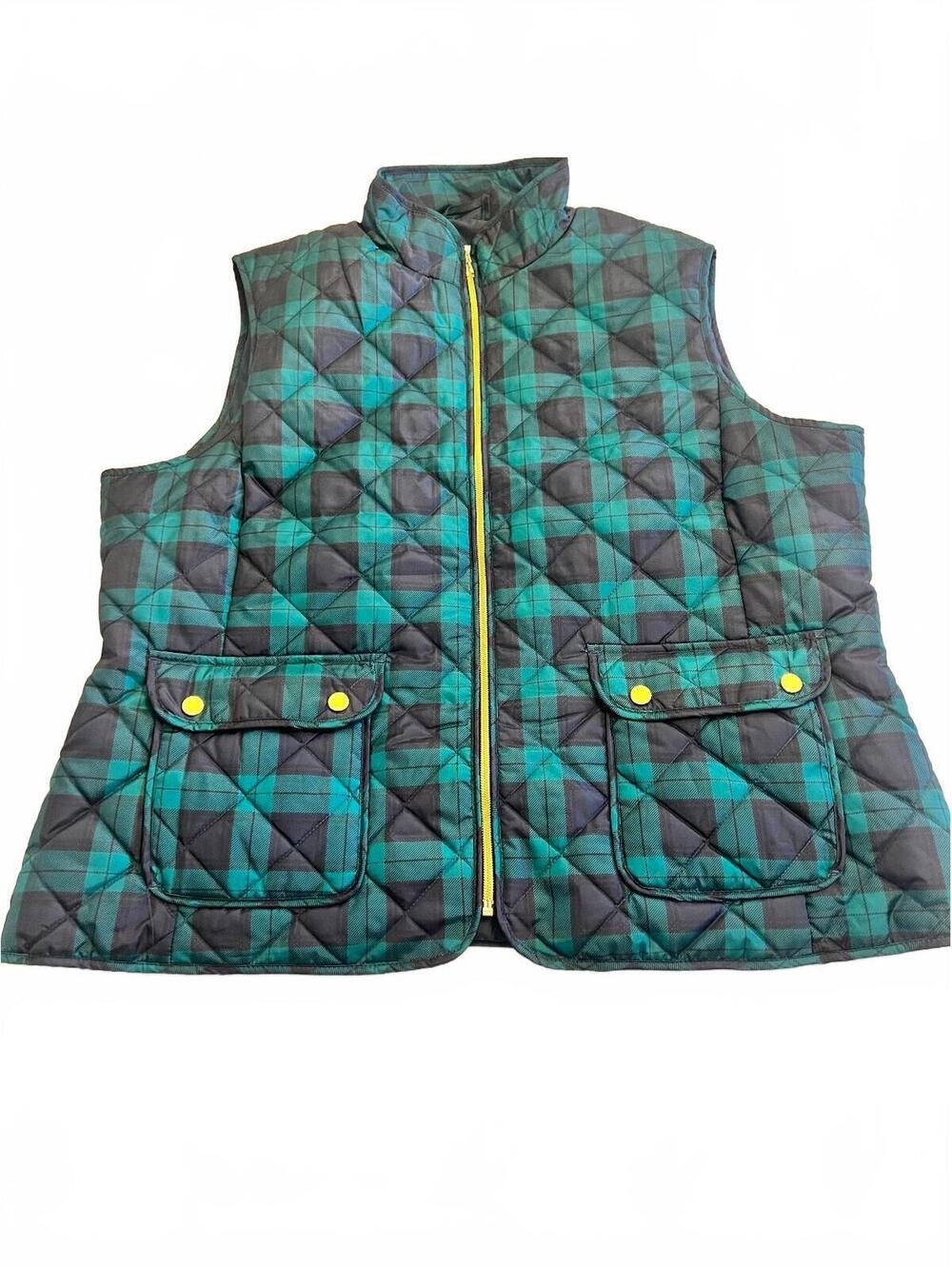 St. John's Bay Quilted Plaid Puffer Vest XXL